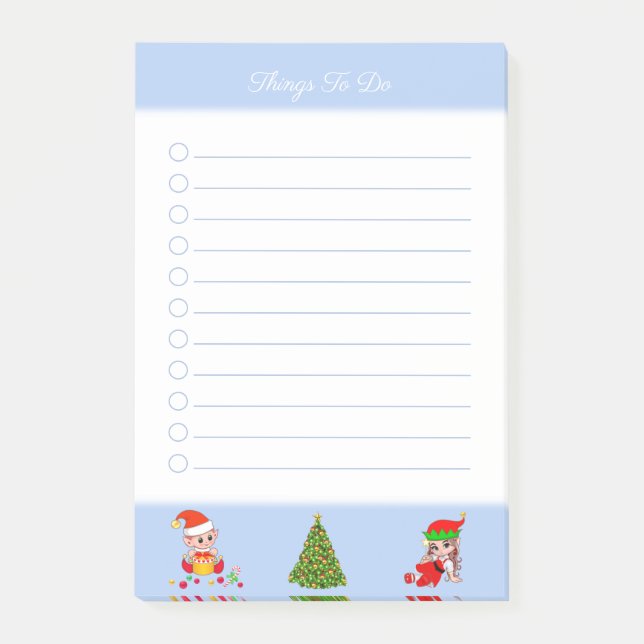 Christmas Tree & Elves Things To Do Post-it Notes (Front)