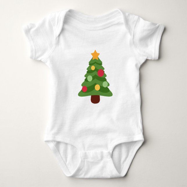 christmas tree emojis baby bodysuit (Front)