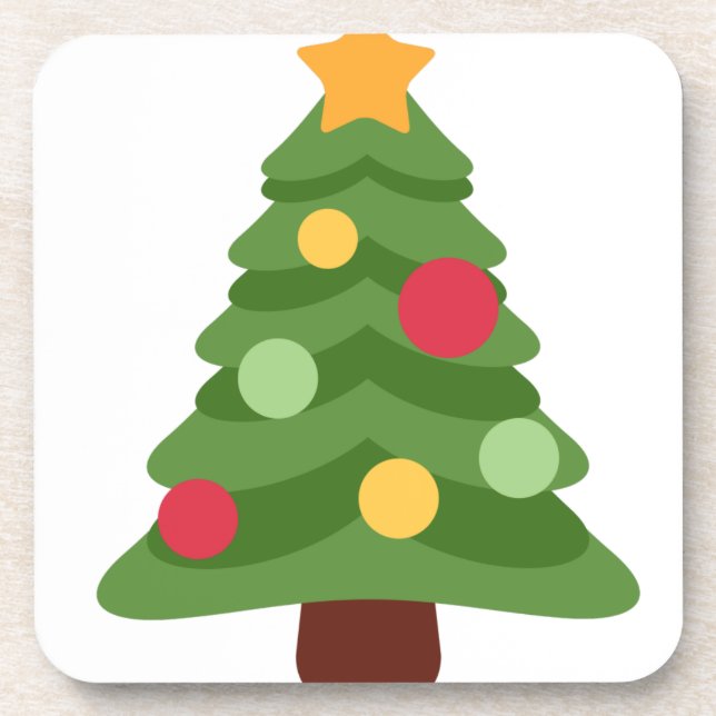 christmas tree emojis beverage coaster (Front)