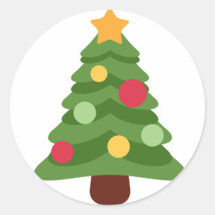 Christmas Tree Emojis Classic Round Sticker Christmas Tree Emojis Classic Round Sticker