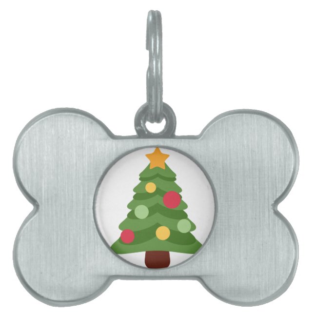 christmas tree emojis pet ID tag (Front)