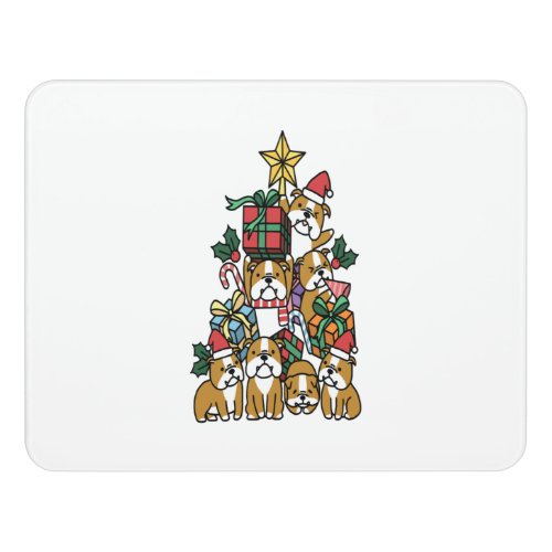 Christmas Tree English Bulldog Dog Long Sleeve Door Sign