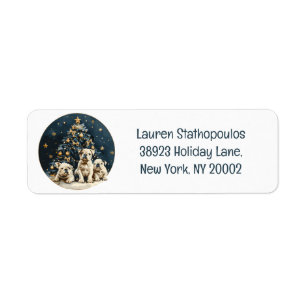 Christmas Tree English Bulldog Puppies Label