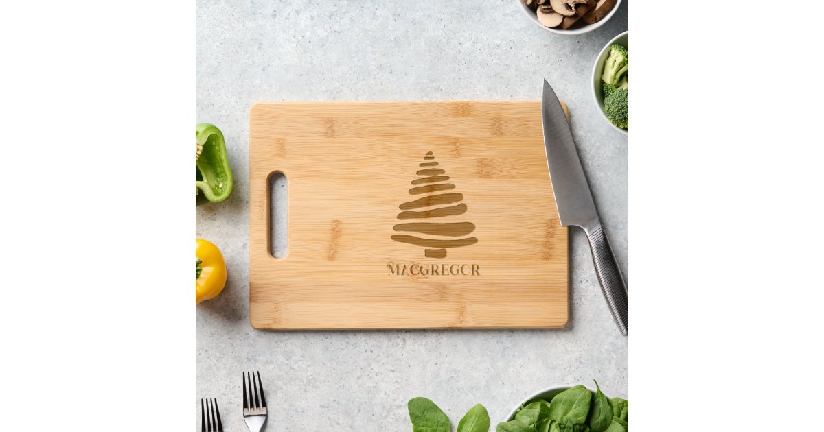 Christmas Tree Etched Wooden Cutting Board | Zazzle