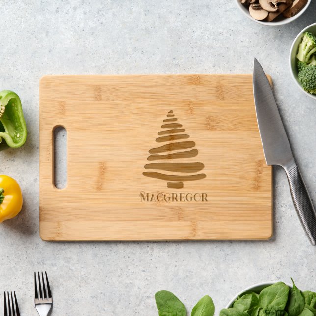 Christmas Tree Etched Wooden Cutting Board (Kitchen Counter)