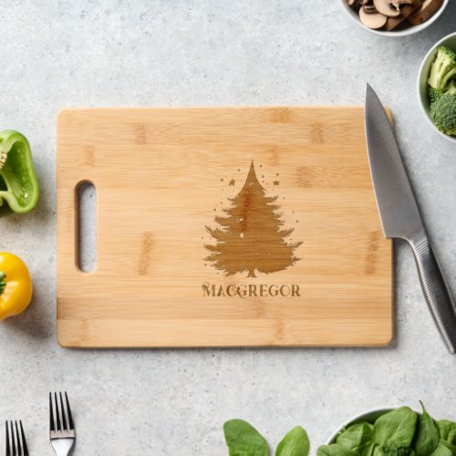 Christmas Tree Etched Wooden Cutting Board