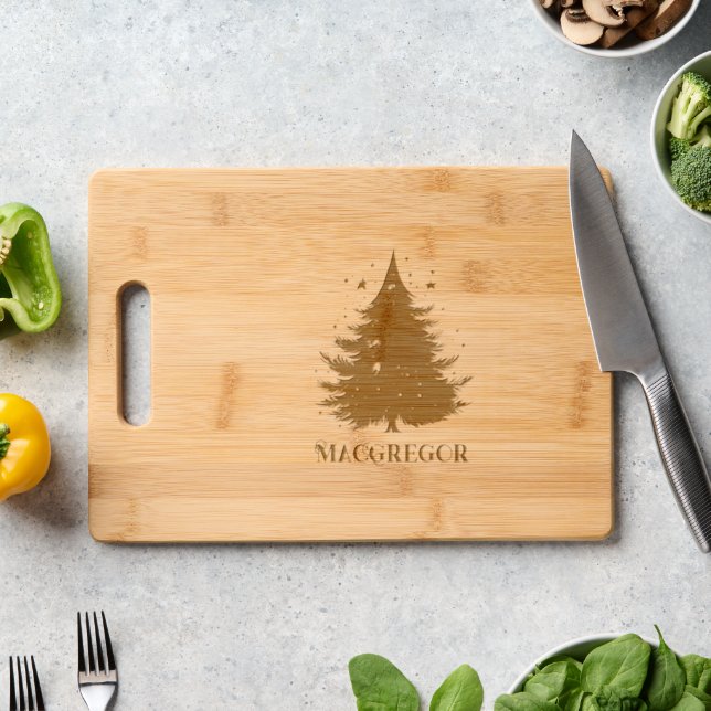Christmas Tree Etched Wooden Cutting Board (Kitchen Counter)