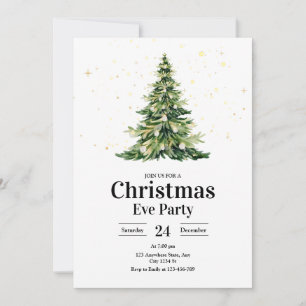 Christmas Tree Eve Party Holiday Modern Minimalist Invitation