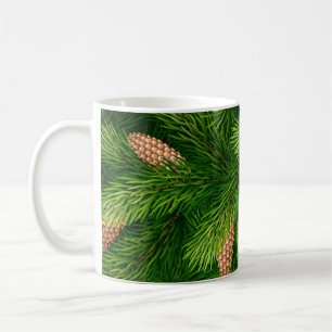 Christmas Tree Evergreen with Pine Cones Coffee Mug