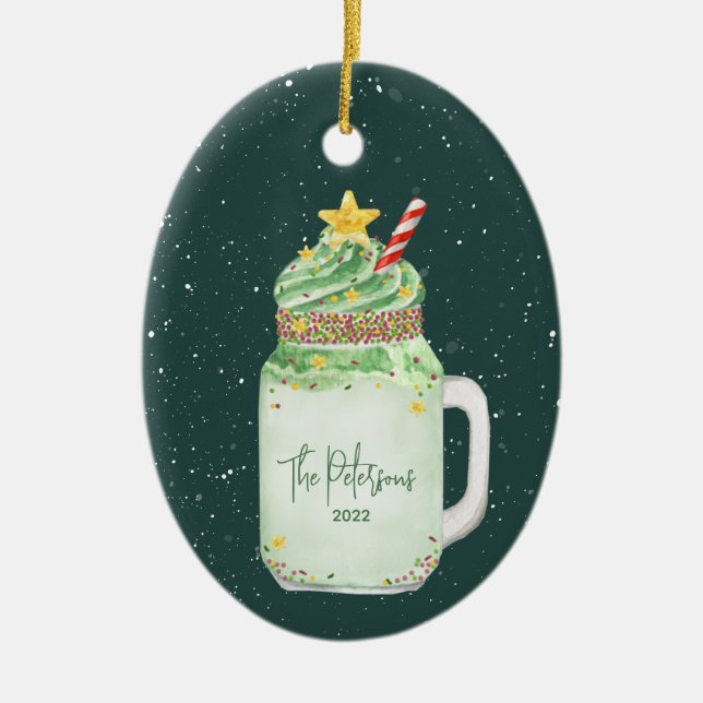 Christmas Tree Extreme Milkshake Holiday Ceramic O Ornament (Front)