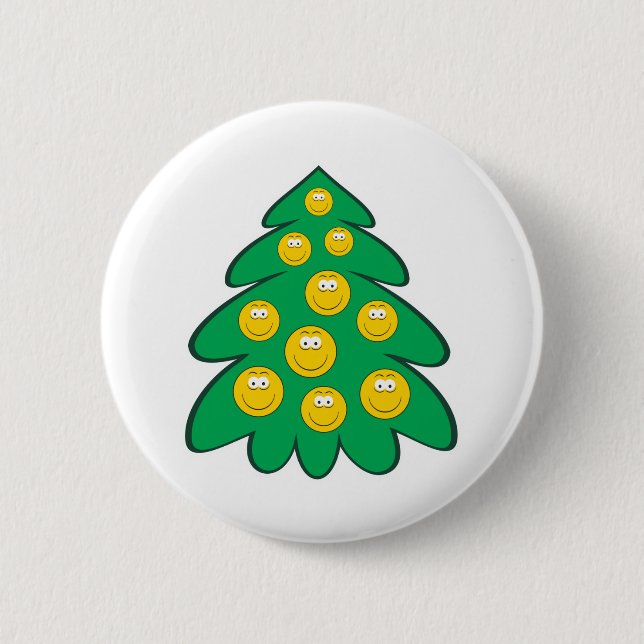 Christmas Tree Face Pinback Button (Front)