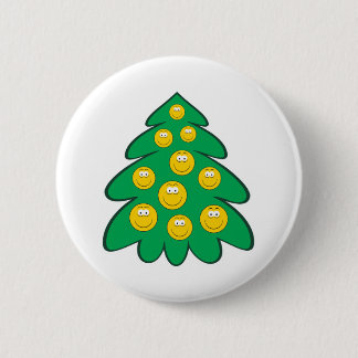 Christmas Tree Face Pinback Button