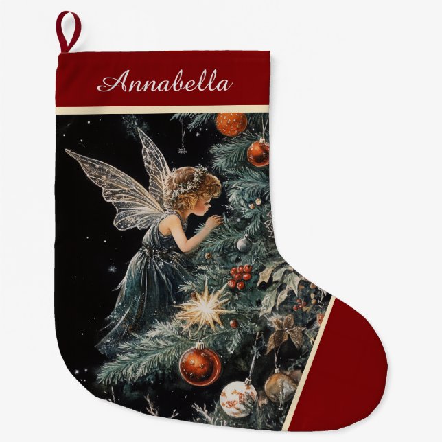 Christmas Tree Fairy Angel Stocking - Personalized (Front)