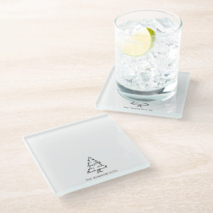 Christmas Tree Family Festive Holidays Custom Glass Coaster