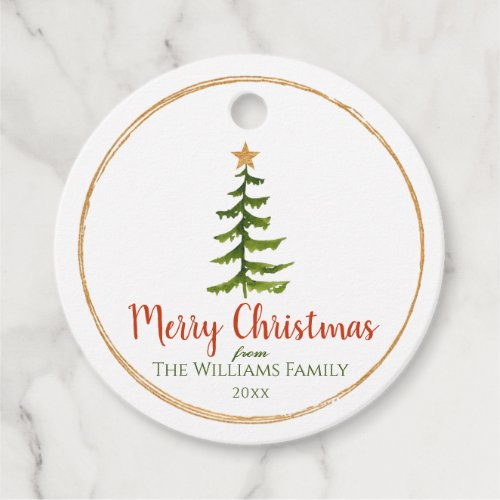 Christmas Tree Family Name  Favor Tags