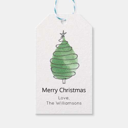 Christmas Tree Family Name Gift Tags