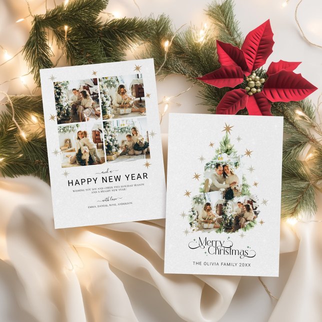 Christmas Tree Family Photo Collage Holiday Card, Card (Christmas Tree Family Photo Collage Holiday Card,)