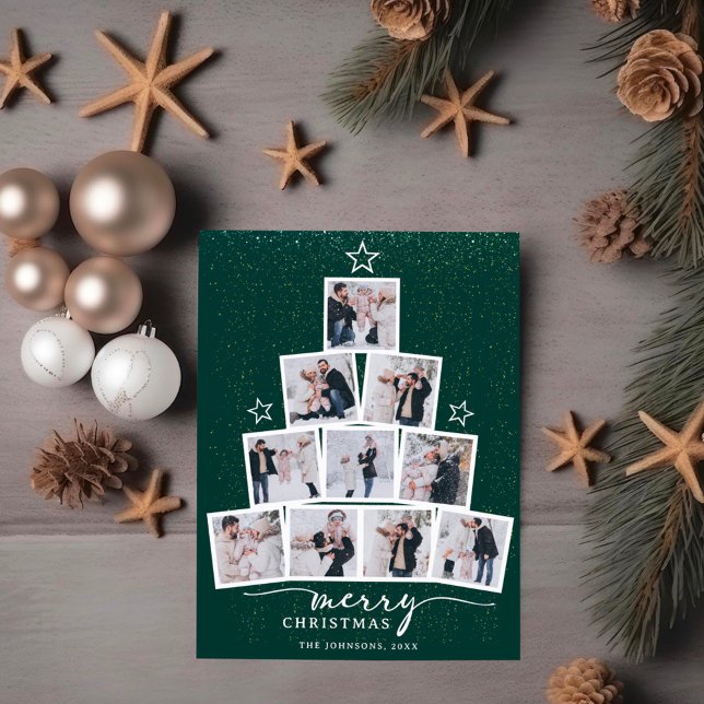  Christmas Tree Family Photo Collage Holiday Postcard (Creator Uploaded)