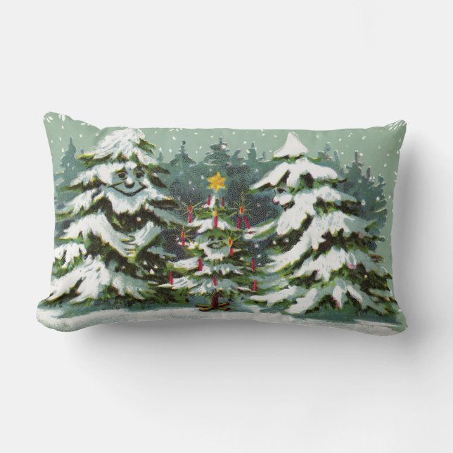 Christmas Tree Family Throw Pillow (Front)