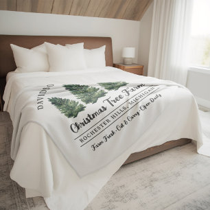 Christmas Tree Farm Family Name Custom Fleece Blanket