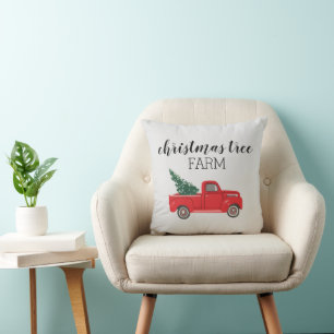 Christmas Tree Farm Illustration Holiday  Throw Pillow