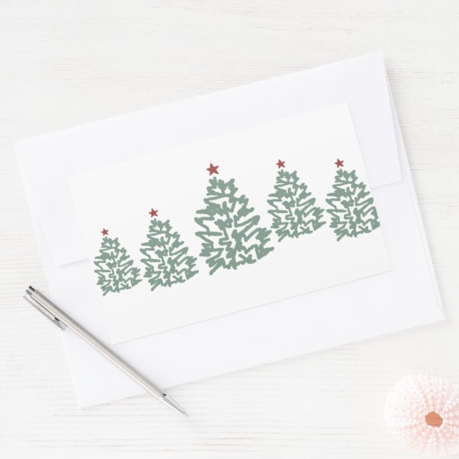 Christmas Tree Farm Illustration Rectangular Sticker (Envelope)