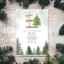 Christmas Tree Farm Locally Grown Snow Baby Shower Invitation