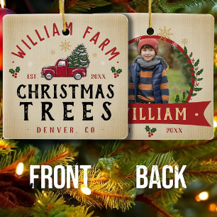 Christmas Tree Farm Pine Trees farmhouse style Ceramic Ornament