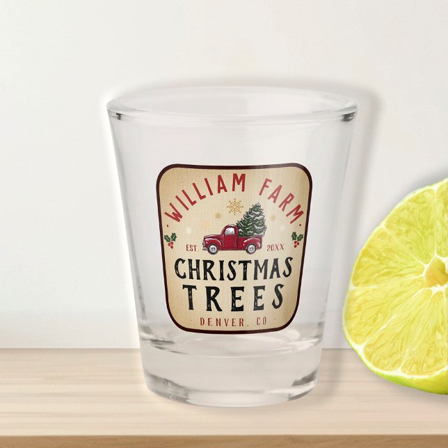 Christmas Tree Farm Pine Trees farmhouse style Shot Glass (Creator Uploaded)