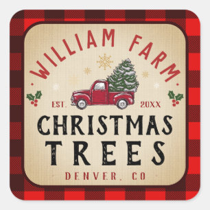Christmas Tree Farm Pine Trees farmhouse style Square Sticker