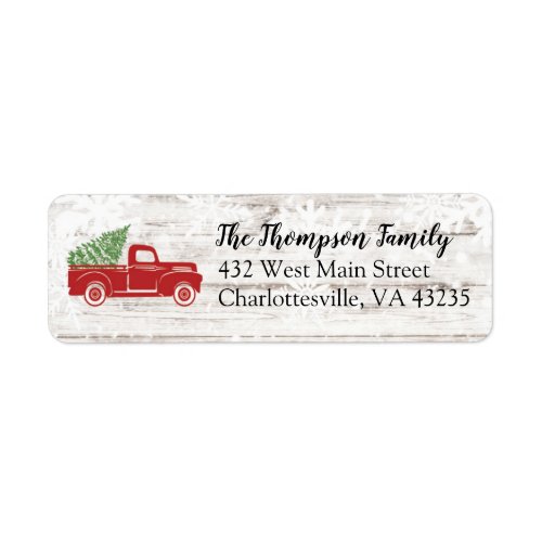 Christmas Tree Farm Red Truck Return Address Label