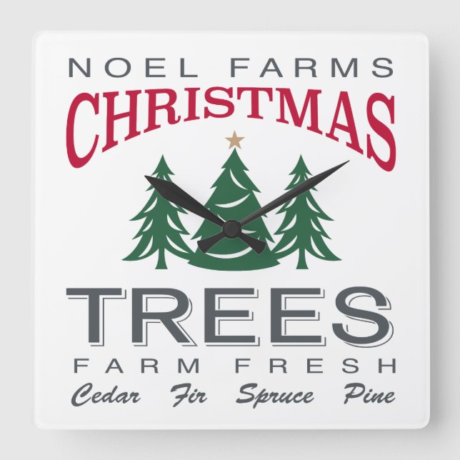CHRISTMAS TREE FARM SQUARE WALL CLOCK (Front)