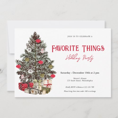 Christmas tree Favorite Things  Invitation