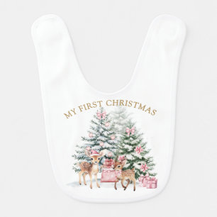 Christmas Tree Fawn Baby's First Christmas Baby Bib