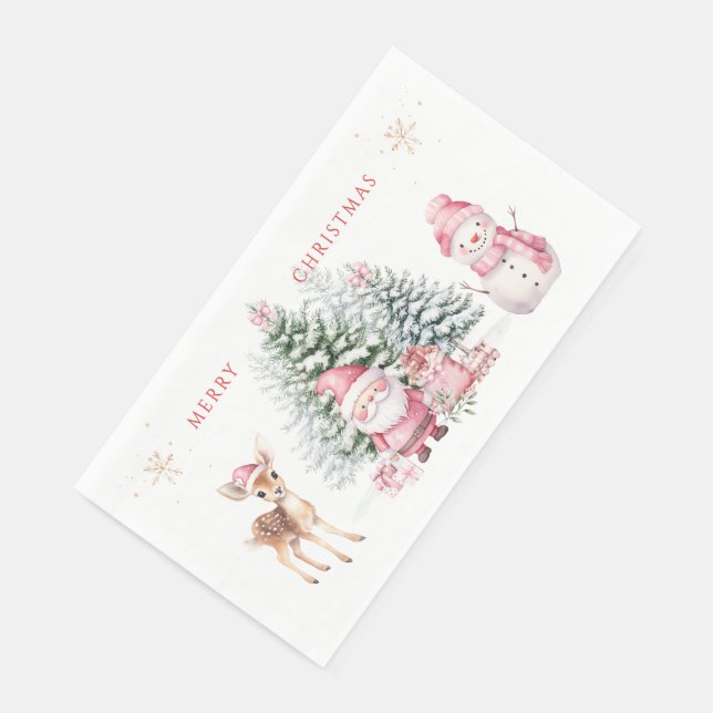 Christmas Tree Fawn Santa Snowman Paper Guest Towels (Corner)