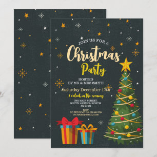 Christmas Tree Festive Party Tree Gifts Invitation