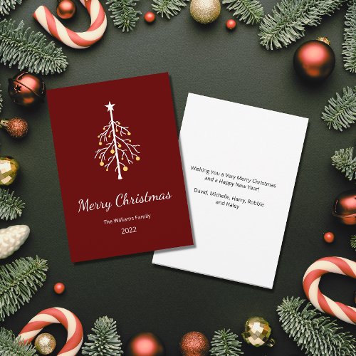 Christmas Tree Festive Red Retro Holiday Card