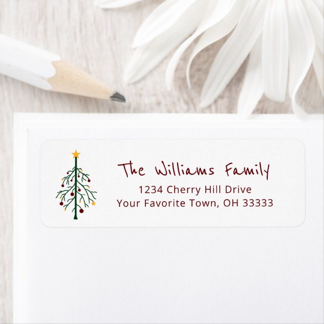 Christmas Tree Festive Return Address Label (Insitu)