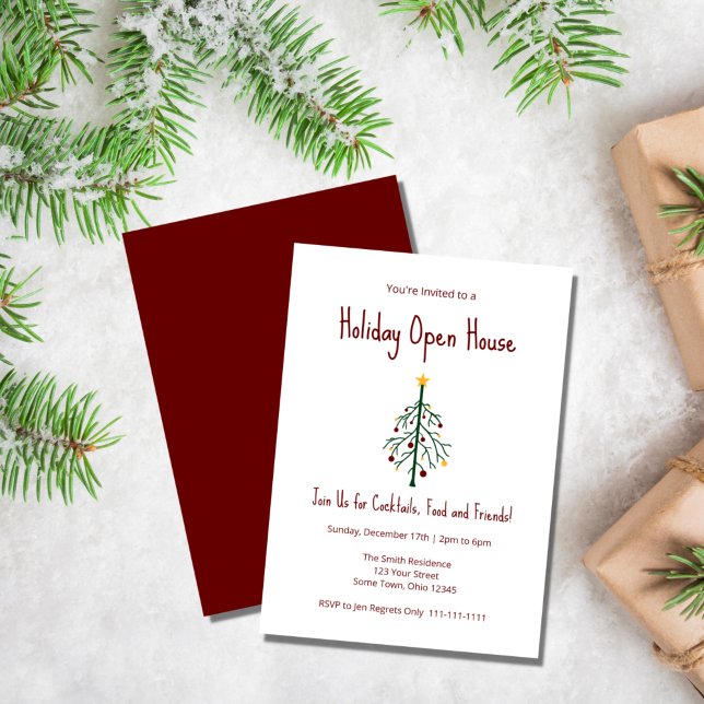 Christmas Tree Festive Typography Holiday Party  Invitation (Creator Uploaded)