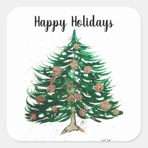 Christmas tree Festive Winter Xmas green  Square Sticker