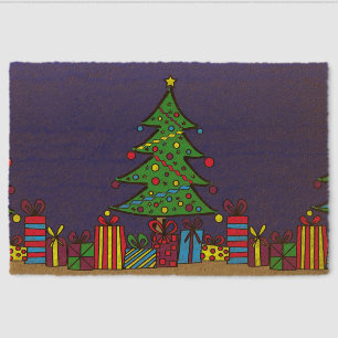 Christmas tree fiber doormat