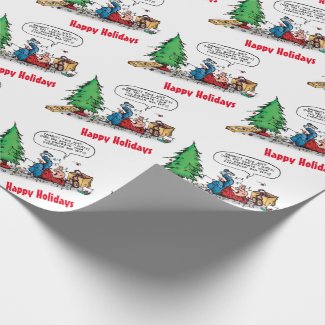 Christmas Tree Fight Funny Cartoon Giftwrap Wrapping Paper