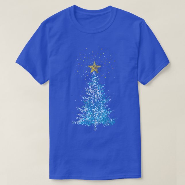 Christmas Tree Fir Tree Poinsettia Stars T-Shirt (Design Front)