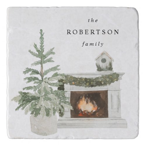 Christmas Tree  Fireplace  Name Trivet