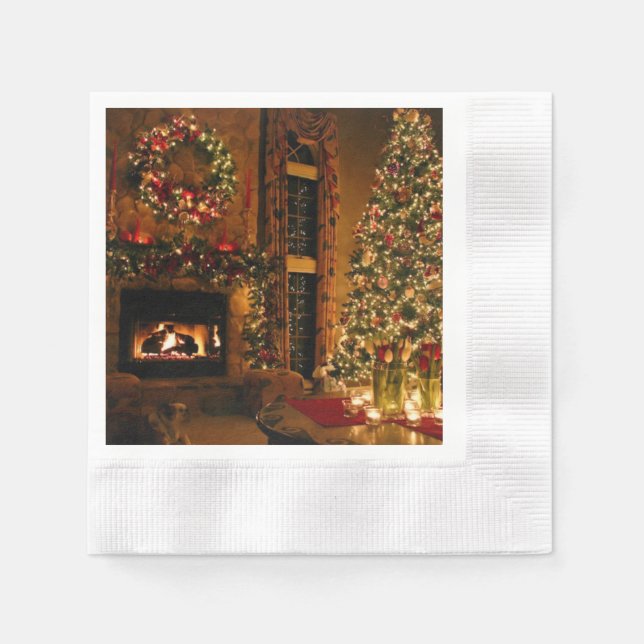 Christmas tree fireplace napkins (Front)