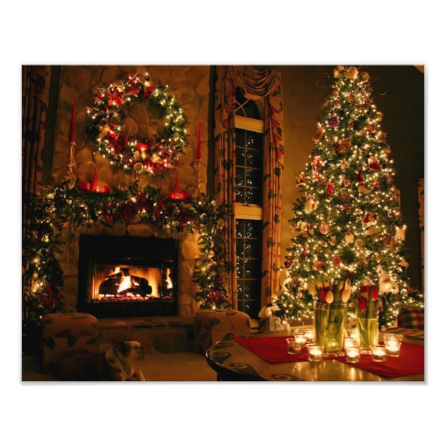 Christmas tree fireplace photo print (Front)