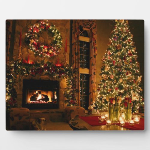 Christmas tree fireplace plaque