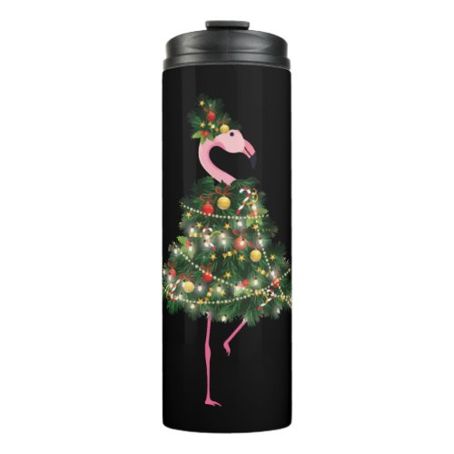 Christmas Tree Flamingo Thermal Tumbler