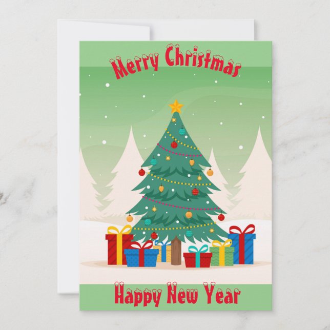 Christmas Tree Flat Holiday Card (Front)