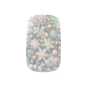 Christmas tree floral watercolor pastel colors minx nail art
